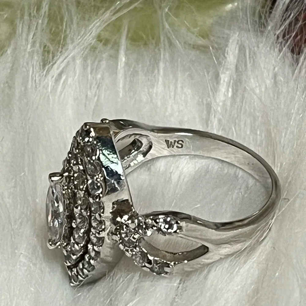 Sterling Marquise Sparkling WS Signed Ring